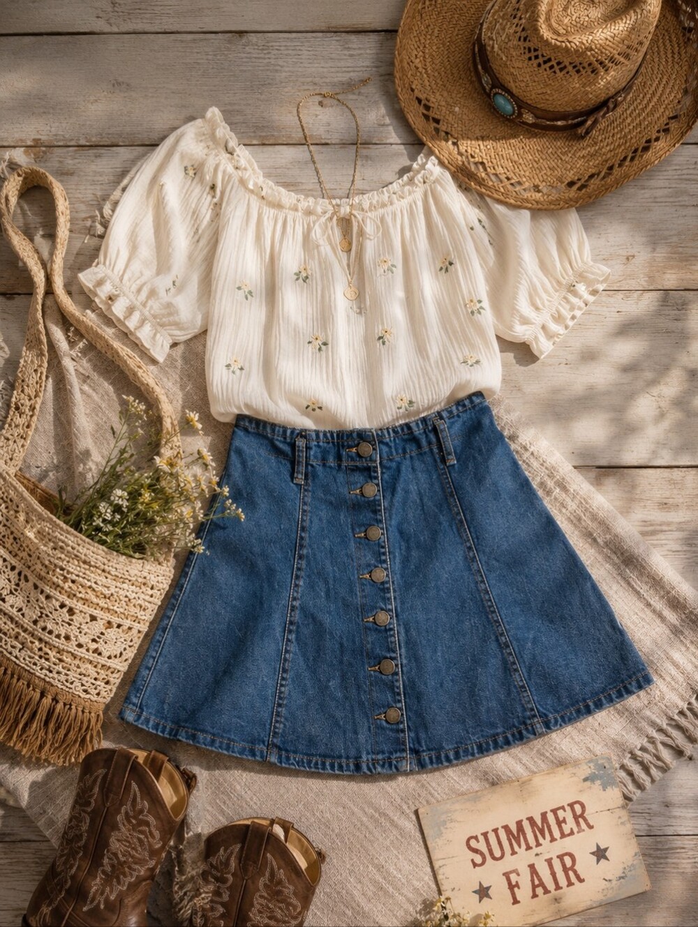 L.A. Blues Classic Blue A-Line Skirt